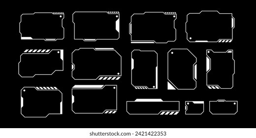 Futuristic interface ui elements. Holographic hud user interface elements, high tech bars and frames. Hud interface icons vector illustration set. rectangular shape borders