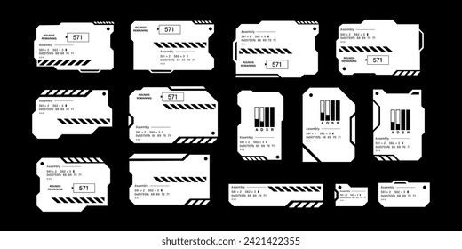 Futuristic interface ui elements. Holographic hud user interface elements, high tech bars and frames. Hud interface icons vector illustration set. rectangular shape borders