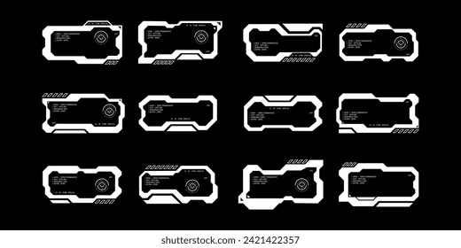 Futuristic interface ui elements. Holographic hud user interface elements, high tech bars and frames. Hud interface icons vector illustration set. rectangular shape borders