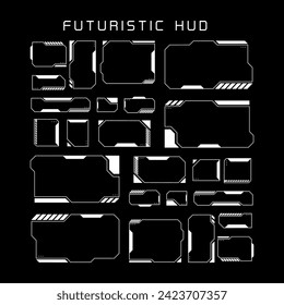 Futuristic interface ui elements. Holographic hud user interface elements, high tech bars and frames. Hud interface icons vector illustration set. rectangular shape borders