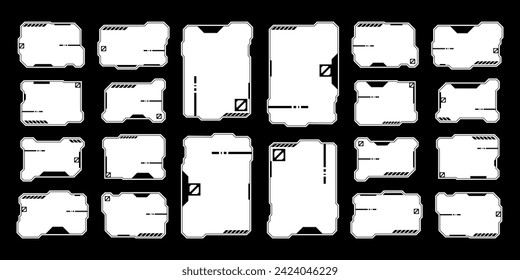 Futuristic interface ui elements. Holographic hud user interface elements, high tech bars and frames. Hud interface icons vector illustration set. rectangular shape borders