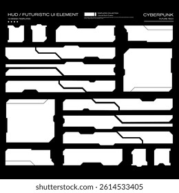 Futuristic interface ui elements. Holographic hud user interface elements, high tech bars and frames. Hud interface icons vector illustration set. rectangular shape borders	