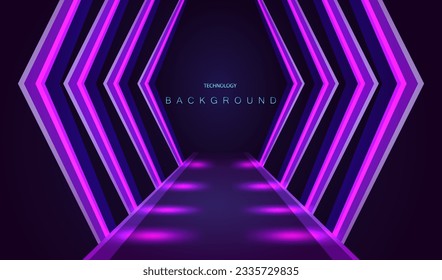 Futuristic interior technology design virtual vector. Neon empty sci fi space studio background.