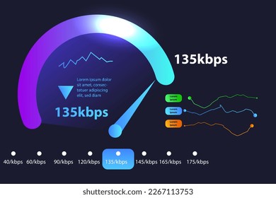 Futuristic internet speed meter dial network test vector illustration