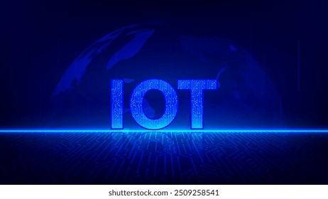 Conceito de Internet das coisas futurista. Projeto IOT. Conexão de rede global. Tecnologias de comunicação e redes Internet