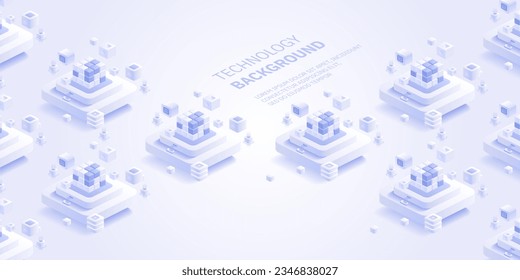 Futuristic isometric elements of technology background with geometric shapes. Modern elements for poster, cover, branding, banner, placard. Abstract vector graphic elements