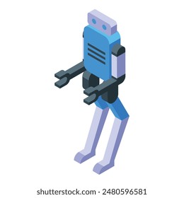 Futuristic isometric robot illustration in 3d technology, modern android with artificial intelligence, futuristic design, and advanced tech, conceptual graphic vector character