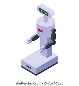 Ilustración de robot isométrico futurista con tecnología avanzada e inteligencia artificial en un diseño 3d moderno