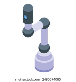 Futuristic isometric robotic arm illustration technology with advanced efficiency in modern design and precision manufacturing