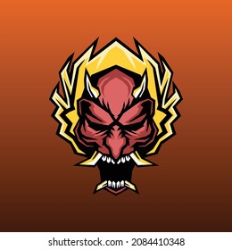 futuristic japanese hannya mask, this cool and fierce image is suitable for esport team logos or for streamer logo, can be used t-shirt or merchandise design