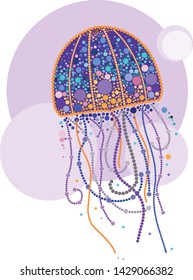futuristic jellyfish. vector image, pointillism method.