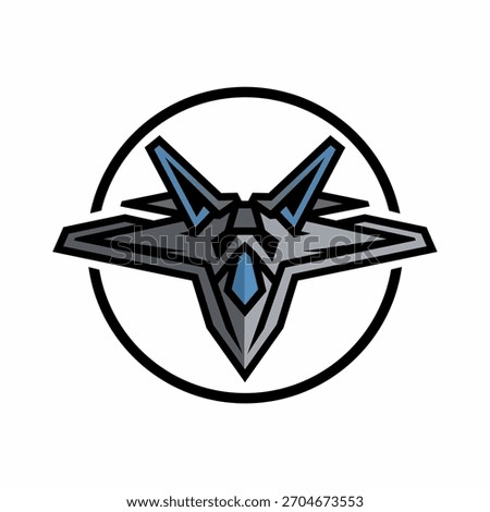 Futuristic Jet Fighter Logo Design Vector Illustration Concept