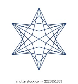 Futuristic Jewish six-pointed star of David grid mesh with editable stroke vector illustration