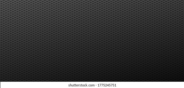 Futuristic lack background mesh points. Modern abstract template geometric backdrop decorated round hole dark brutal textured banner carbon grid vector monochrome.