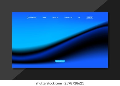 futuristic landing page with blue wave gradient mesh color