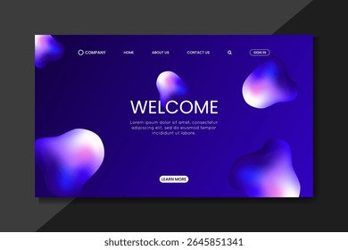 Futuristic Landing Page Template with Colorful 3D Gradient Blobs