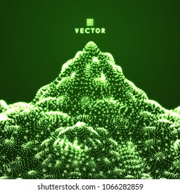 Fondo de paisaje futurista con rejilla brillante. 3.º terreno de baja polilla. Cuadrícula del ciberespacio. Ilustración vectorial para la ciencia, la química o la educación.