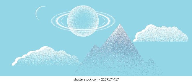 Futuristic landscape, with noise texture . fantasy landscape .Vector illustration