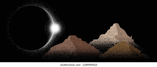 Futuristic landscape, with noise texture . fantasy landscape .Vector illustration