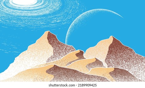 Futuristic landscape, with noise texture . fantasy landscape .Vector illustration