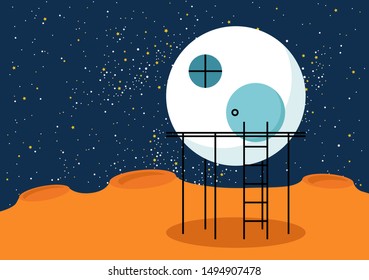 Futuristic landscape on the Mars