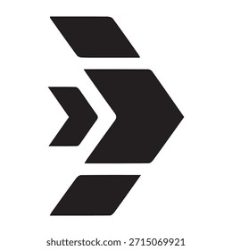 Icono de flecha en capas futurista. Símbolo de velocidad Abstractas, avance rápido y flujo digital.