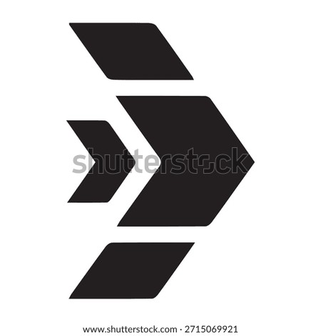 Futuristic Layered Arrow Icon. Abstract Speed, Fast Forward, and Digital Flow Symbol.