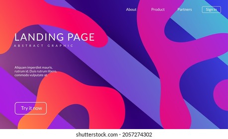 Diseño futurista. Presentación comercial. 3 quinquies de diseño fluido. Memphis Frame. Patrón arcoiris. Afiche gráfico rosado. Cubierta líquida. Cool Landing Page. Disposición violenta futurista