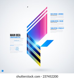 Futuristic layout with large geometric element. Useful for presentations and web templates. EPS10 vector