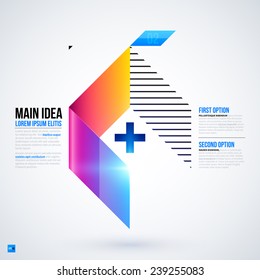 Futuristic layout with large geometric element. Useful for presentations and web templates. EPS10 vector
