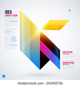 Futuristic layout with large geometric element. Useful for presentations and web templates. EPS10 vector