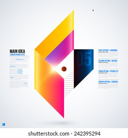 Futuristic layout with large geometric element. Useful for presentations and web templates. EPS10 vector