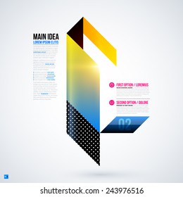 Futuristic layout with large geometric element. Useful for presentations and web templates. EPS10 vector
