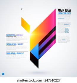 Futuristic layout with large geometric element. Useful for presentations and web templates. EPS10 vector