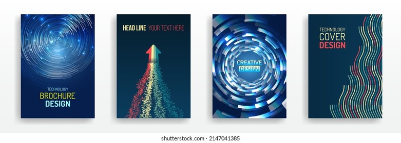 Futuristic layout for presentation, poster, leaflet, annual report, a4 size. Abstract vector template in hi-tech style. Modern cover design using tech elements and data visualization. 