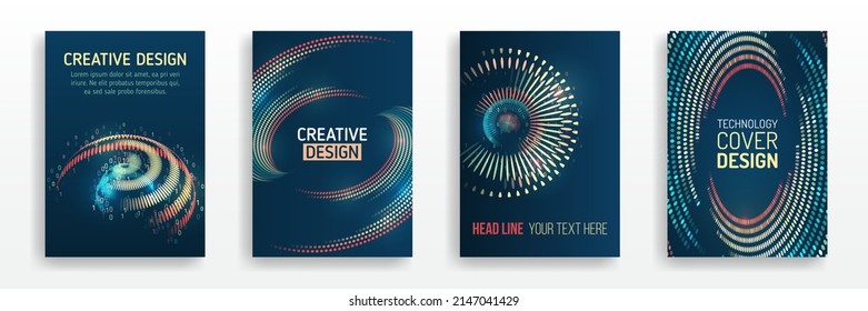 Futuristic layout for presentation, poster, leaflet, annual report, a4 size. Abstract vector template in hi-tech style. Modern cover design using tech elements and data visualization. 