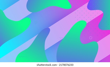 Diseño futurista. Afiche de Wave Neon. Sitio Web Geométrico. Fondo De Plástico Púrpura. Página de aterrizaje plano. Geometría horizontal. Hipster Page. Volante Líquido. Disposición violenta futurista