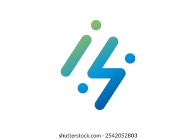 IS futuristic letter logo design, icon, symbol, initial, monogram. Ideal for technology brands in software, cybersecurity, and IT solutions seeking a professional, futuristic brand identity.