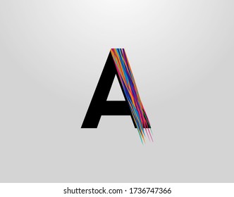 Futuristic Letter A Logo. Modern Initial A With Creative Colorful Strips 