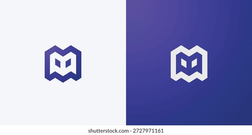 Letra futurista M logo tecnológico