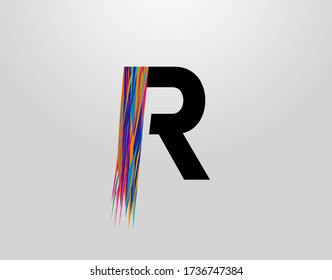 Futuristic Letter R Logo. Modern Initial R With Creative Colorful Strips 