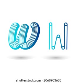 Letra futurista W diseño de tipografía