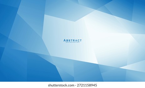 Fondo geométrico abstracto azul claro futurista con fragmentos cristalinos y patrones poligonales brillantes para la ciencia y los conceptos de red de datos.