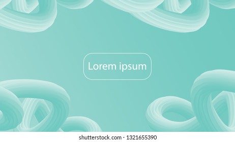 Futuristic light blue gradient geometric background. Liquid color wallpaper design. 3d wavy shapes abstract background. Vibrant flowing curves. Trendy turquoise composition.
