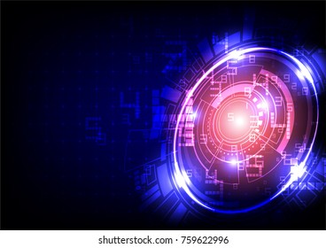 Futuristic light circles with digit numbers on blue and dark background