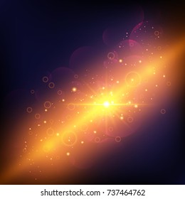 Futuristic Light Effect. abstract background with blurred magic neon light curved lines Star burst with sparkles. Vector illustration
