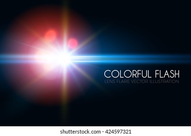 Futuristic Light Effect. Colorful Lens Flare. Star, Explosion and Electric Power Design. Vector illustration