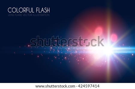 Futuristic Light Effect. Colorful Lens Flare. Star, Explosion and Electric Power Design. Vector illustration