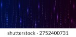 Futuristic light effect with data flow. Programming symbols on neon backdrop. Abstract binary code matrix for cyber technology and security art. Vector illustration.