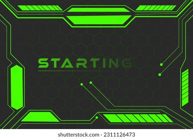 Futuristic light green gaming banner design with metal technology concept. Vector illustration for business corporate promotion, wallpaper, game header social media, live streaming background